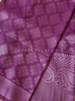 Load image into Gallery viewer, Soft silk banarasi x Rosegold zari Saree - Plum x Blue
