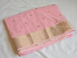 Load image into Gallery viewer, Chiffon Saree x Sequins x Small Border : Pastel Pink
