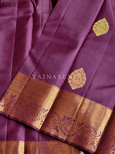 Plum - Pure Kanjivaram Silk Saree with Copper Zari