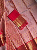 Load image into Gallery viewer, BLUSH FLAME - Pure Kanjivaram Silk Saree with Gold Zari

