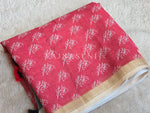 Load image into Gallery viewer, Printed Linen Cotton Saree x Mudras - Dusky Red x Black
