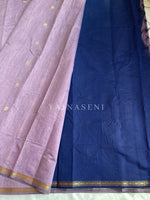Load image into Gallery viewer, Maheswari Small Border Cotton Saree : Ash Purple x Blue
