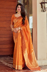 Load image into Gallery viewer, Soft Semi Silk Saree - Orange
