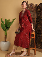 Load image into Gallery viewer, DAAKINI [XL/42] - Semi-Flared Kurti Dress (Maroon)
