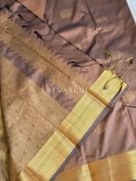 Load image into Gallery viewer, Kolam Motifs x Semi Soft Silk Saree - Chocolate Brown
