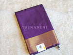 Load image into Gallery viewer, Minimalist Semi Silk Saree x Gold Zari - Dark Purple
