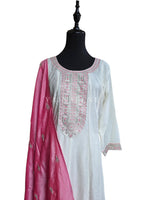 Load image into Gallery viewer, SAMIRA [XXL/44] - Flared Kurti Set (White x Pink)
