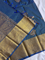 Load image into Gallery viewer, Royal Edit x Semi Soft Silk Gold Zari Saree - Peacock Blue
