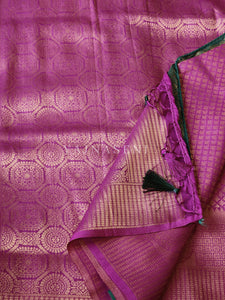 Banarasi Brocade Soft Silk Saree - Purple x Green