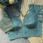 Load image into Gallery viewer, Dusky Teal Blue : Readymade blouse [DIVANITA]

