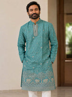 Load image into Gallery viewer, DANUSH [M/38] - (Turquoise) Men Mid Length Kurta Top
