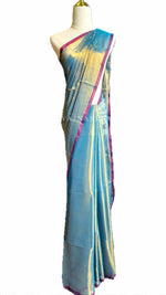 Load image into Gallery viewer, Tissue x Cotton Saree - Aqua
