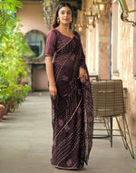 Load image into Gallery viewer, Chiffon Saree x Shimmery Tinsel : Deep Plum
