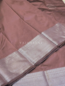 Semi Soft Silk Silver Zari Saree - Rose Taupe