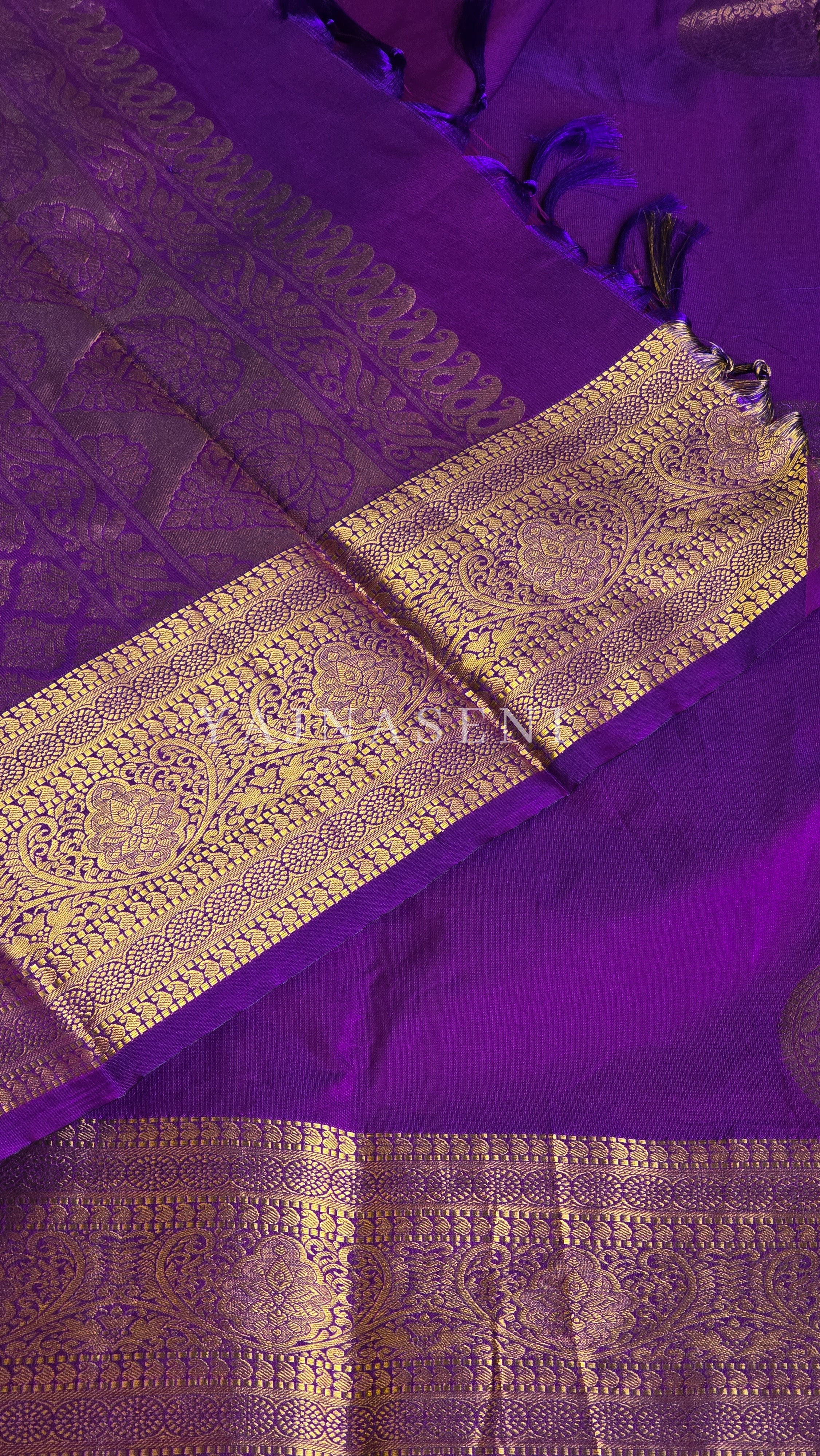 Semi Soft Silk Gold Zari Saree - Purple