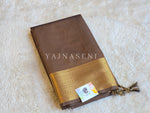 Load image into Gallery viewer, Minimalist Semi Silk Saree x Gold Zari - Chocolate Brown
