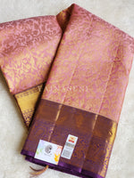 Load image into Gallery viewer, Glory of the Forest (pink) - Pure Kanjivaram Silk Saree with Gold Zari
