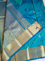 Load image into Gallery viewer, Dainty Motifs x Semi Soft Silk Saree - Peacock
