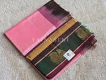 Load image into Gallery viewer, Annapakshi Border x Kanchipuram Silk Cotton Saree : Pink x Dark Green x Dark Wine
