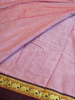 Load image into Gallery viewer, Narayanpet Mercerised Cotton Saree : Rose Pink x Wine

