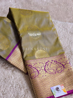 Load image into Gallery viewer, Kanchipuram Silk Saree - Dark Sage x Gold [Two-Tone]
