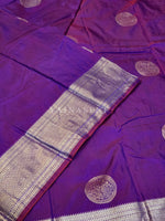 Load image into Gallery viewer, Semi Soft Silk Silver Zari Saree - Violet (Blue Undertone)
