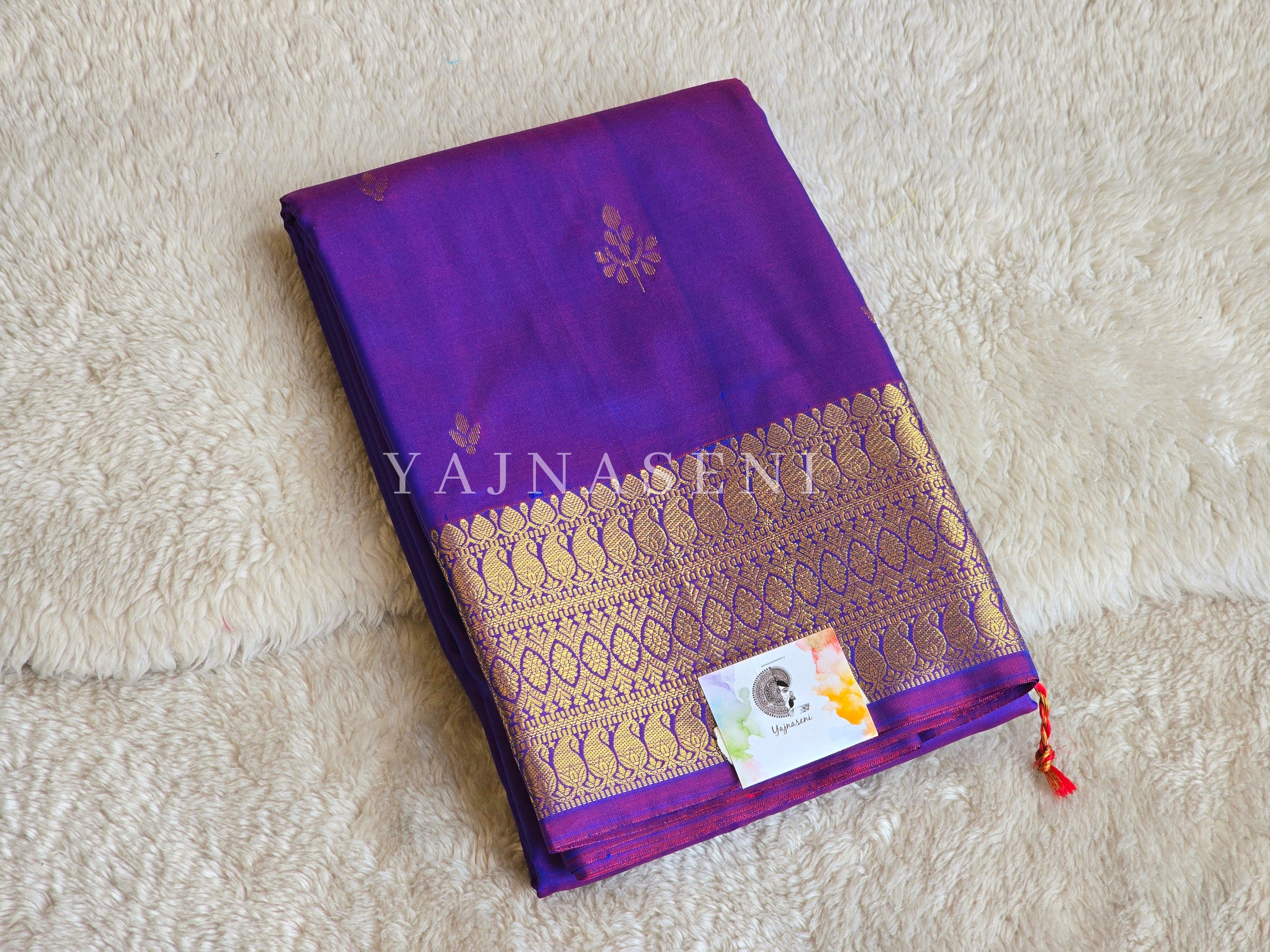 Dainty Motifs x Semi Soft Silk Saree - Purple Garnet