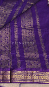 Kalyani Cotton Saree - Gold Zari : Grey x Violet