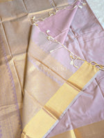 Load image into Gallery viewer, Minimalist Semi Silk Saree x Gold Zari - Blush

