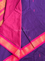 Load image into Gallery viewer, Kalyani Cotton Saree - Gold Zari : Violet x Mulberry x Pink

