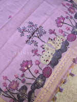 Load image into Gallery viewer, Linen Cotton Saree x Pichwai Tales - Purple
