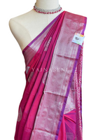 Load image into Gallery viewer, Semi Soft Silk Silver Zari Saree - Berry
