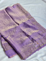 Load image into Gallery viewer, Satina Space Silk Saree x Sequins x Stones : Lavender
