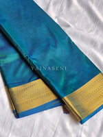 Load image into Gallery viewer, Minimalist Semi Silk Saree x Gold Zari - Peacock
