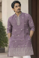 Load image into Gallery viewer, SIDDHARTH [L/40] - (Ashpurple) Men Mid Length Kurta Top
