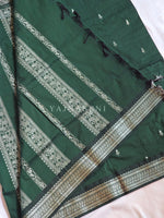 Load image into Gallery viewer, Kalyani Cotton Saree - Silver Zari : Deep Green
