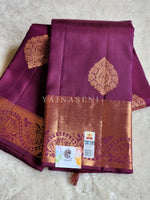 Load image into Gallery viewer, Plum - Pure Kanjivaram Silk Saree with Copper Zari
