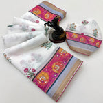 Load image into Gallery viewer, Printed Linen Cotton Saree x Beads x Sequins  - White x Multicolour
