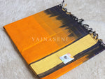 Load image into Gallery viewer, Minimalist x Handloom Kanchipuram Silk Cotton Saree : Tumeric Orange x Midnight Blue
