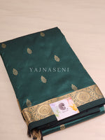 Load image into Gallery viewer, Kanchi cotton silk saree x mini border : Teal Green
