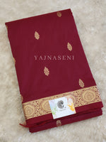 Load image into Gallery viewer, Kanchi cotton silk saree x mini border : Deep Red
