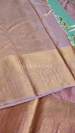 Load image into Gallery viewer, Color Block Series : Semi Kanchi Silk Saree - Blush x Mint
