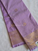 Load image into Gallery viewer, Vaira Oosi Checkered x Peacock Semi Silk Saree - Lavender
