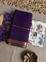Load image into Gallery viewer, Mul Cotton Tassel Saree x Elephant Blouse : Purple
