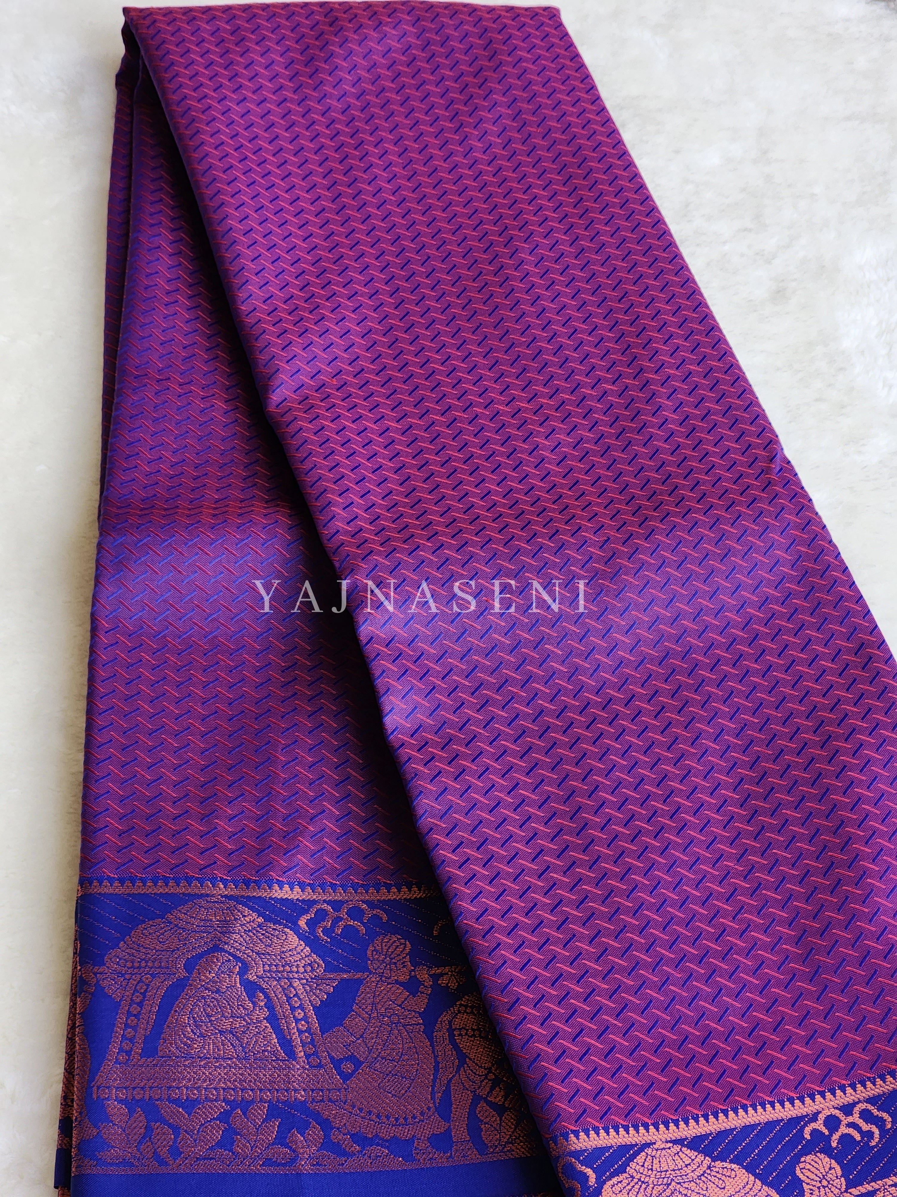 Pallakku series - Soft Semi Silk Saree : Purple x Red