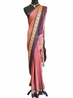 Load image into Gallery viewer, Narayanpet Mercerised Cotton Saree : Dark Peach x Wine
