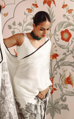 Load image into Gallery viewer, Printed Satin Saree : White
