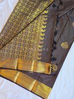 Load image into Gallery viewer, Soft Silk x Gold Zari Saree - Dark Brown
