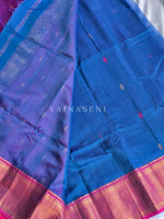 Load image into Gallery viewer, Maheswari Handloom Silk Cotton Saree - Blue x Purple
