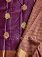 Load image into Gallery viewer, Plum - Pure Kanjivaram Silk Saree with Copper Zari
